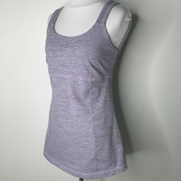 Lululemon Active Strength Tank Lilac Heathered Coal Wee Stripe / Lilac Size 8 - Picture 5 of 12